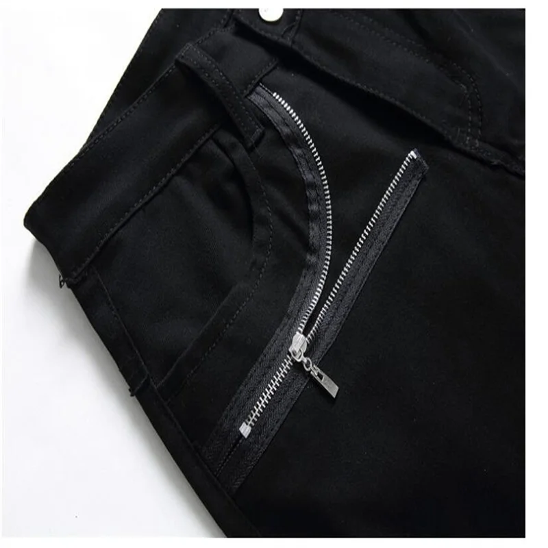 New jeans men's denim pants korean style stitching color-blocking micro-elastic rivets straight trousers pantalones hombre