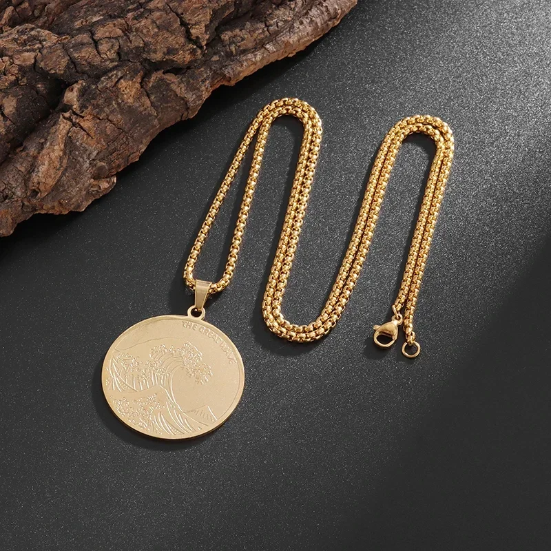 Модное ожерелье Hokkaido с подвеской-монеткой из нержавеющей стали для мужчин и