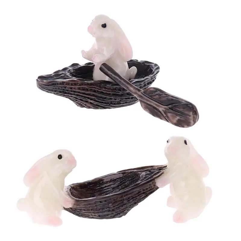 

67JE Mini Rabbits Animal Miniature Fairy Garden Moss Micro Landscape Ornament Toy