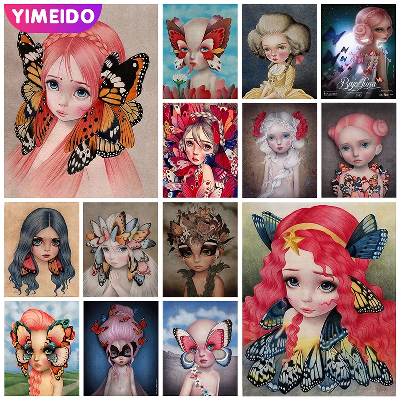 

Набор для алмазной живописи YIMEIDO DIY AB, мультяшная девушка, сумка на молнии, полная квадратная и круглая Алмазная вышивка, мозаика, вышивка кре...