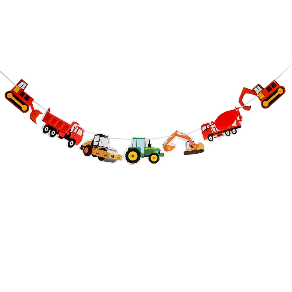 

Birthday Garlanda Dump Truck Party Decorations Ornaments Kids Supplies Construction Tank Banner