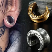 1pc crescent moon copper ear tunnel plugs and gauges flesh piercing expander plug earrings
