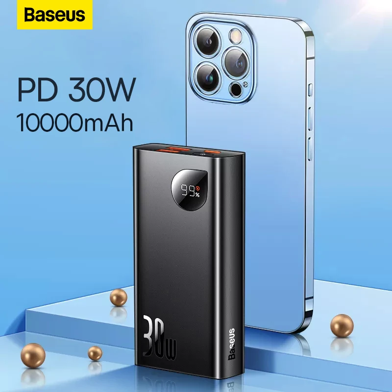 

Baseus PD 30W Power Bank 10000mAh Digital Display Fast Charging PowerBank For iPhone 13Pro Quick Charge For Huawei Xiaomi laptop