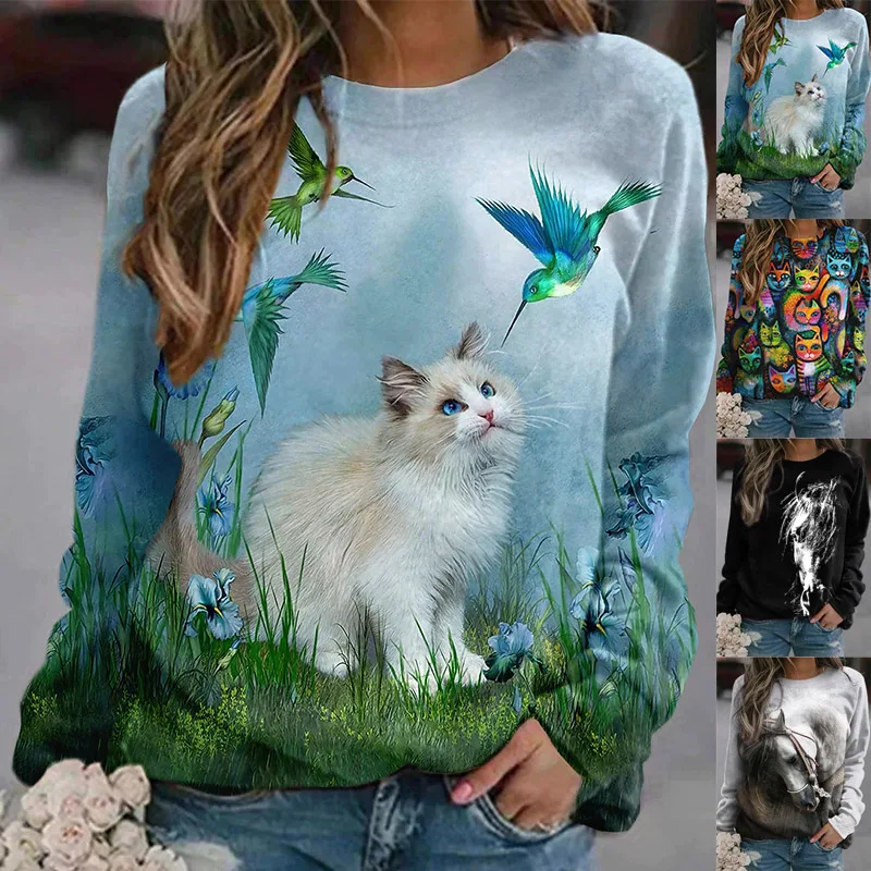 

Женская футболка с длинным рукавом, с круглым вырезом