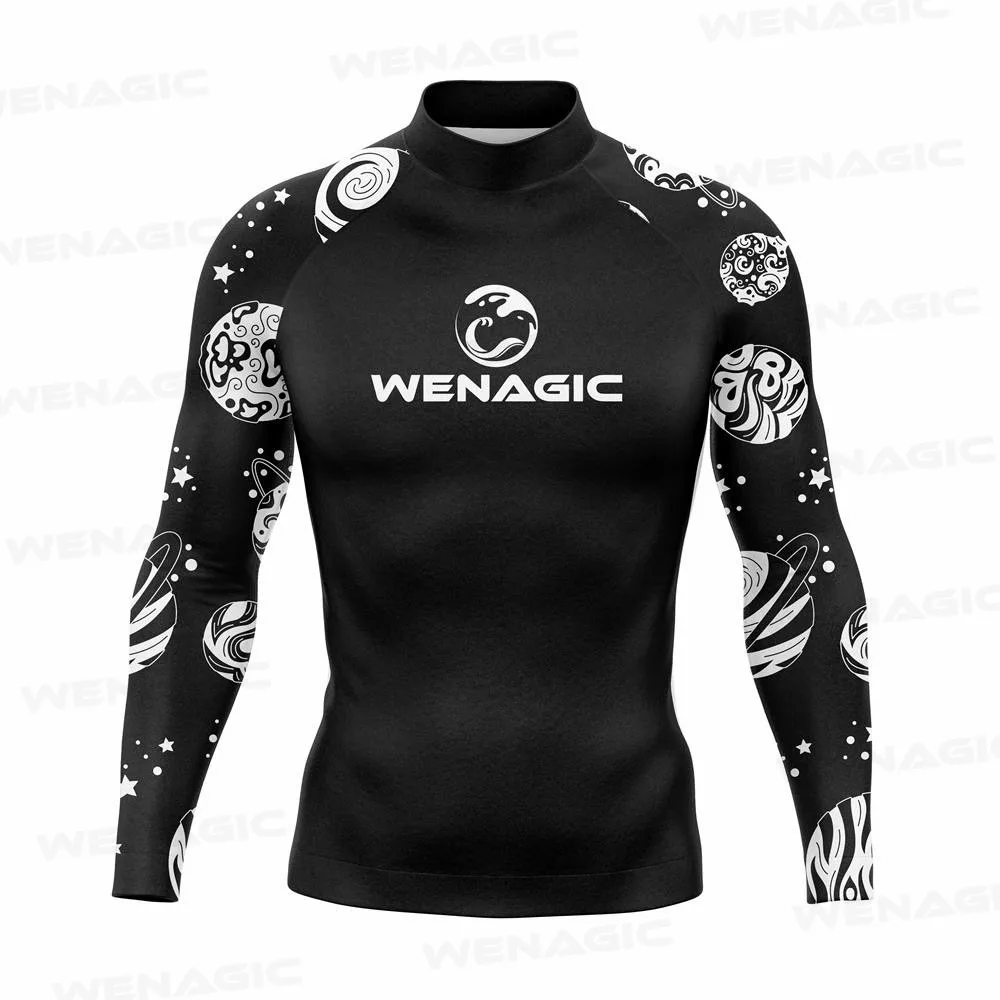 2XS-4XL UV Protection Lycra Rashguard Men Long Sleeve Swimsuit Swim Rash Guard Quick Dry Surf Driving T Shirt For Swimming New