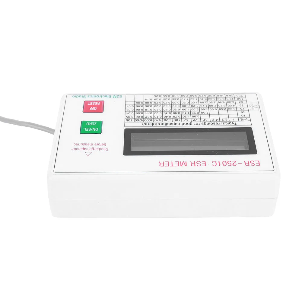 Тестер конденсаторов ESR DCR ЖК-дисплей измеритель с тестовыми проводами зажим для