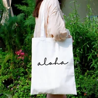 aloha canvas bag hawaii aloha shopping bags fashion women holiday tote bag canvas reusable shopping bag purses
