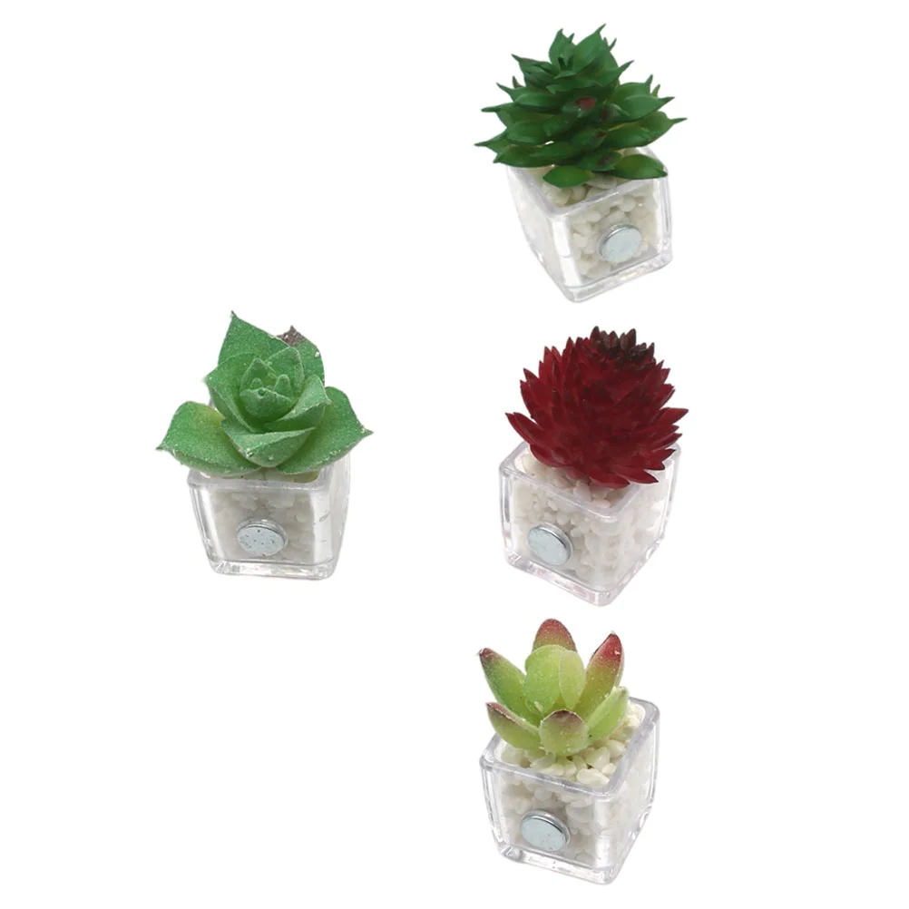 

4pcs Refrigerator Magnets 3D Potted Fridge Stickers Freezer Decor for Office Home Photo Map Message