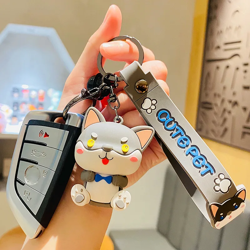 XM-funny Cute Shiba Inu Keychain Creative Keychain Ring Bag Pendant Personality Ornament Special Gift