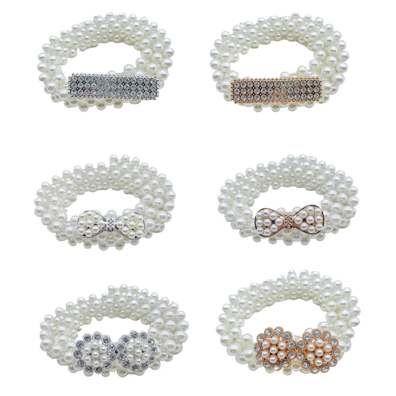 

Delicate Pearl Belt Elastic Waist Chain Rhinestone Pearl Decor Suit for Wedding