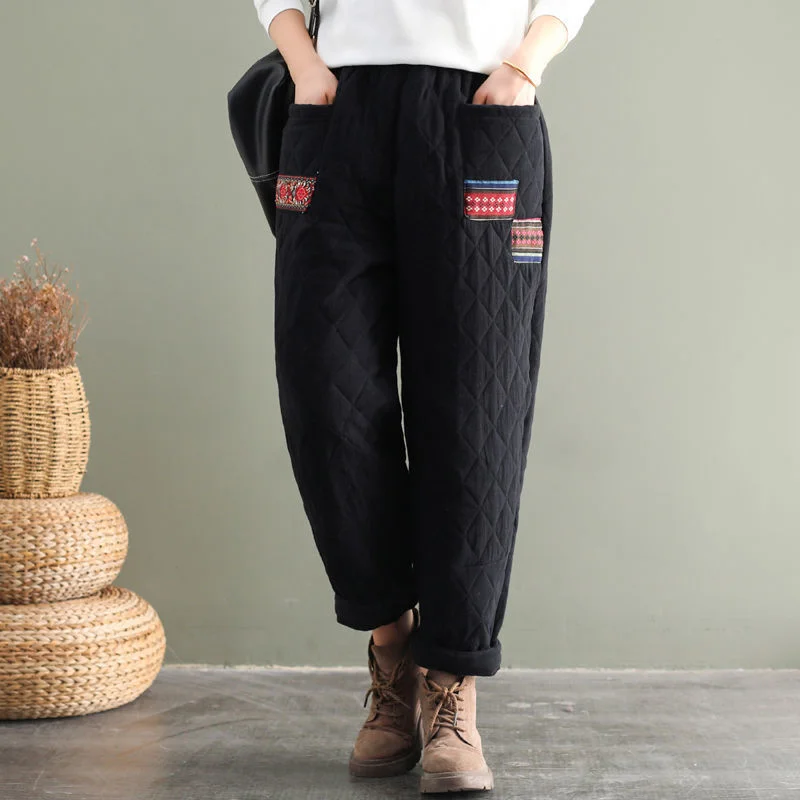 2022 Winter Thicken Pants Women's Warm Cotton Padded Harem Pantalones Casual Loose Vintage High Waist Trousers