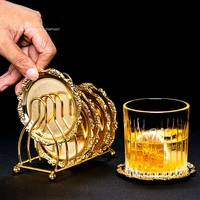golden cocktail coaster metal exquisite cake tray set dishes rack set vintage zinc alloy silver plated mat placemat snack tray