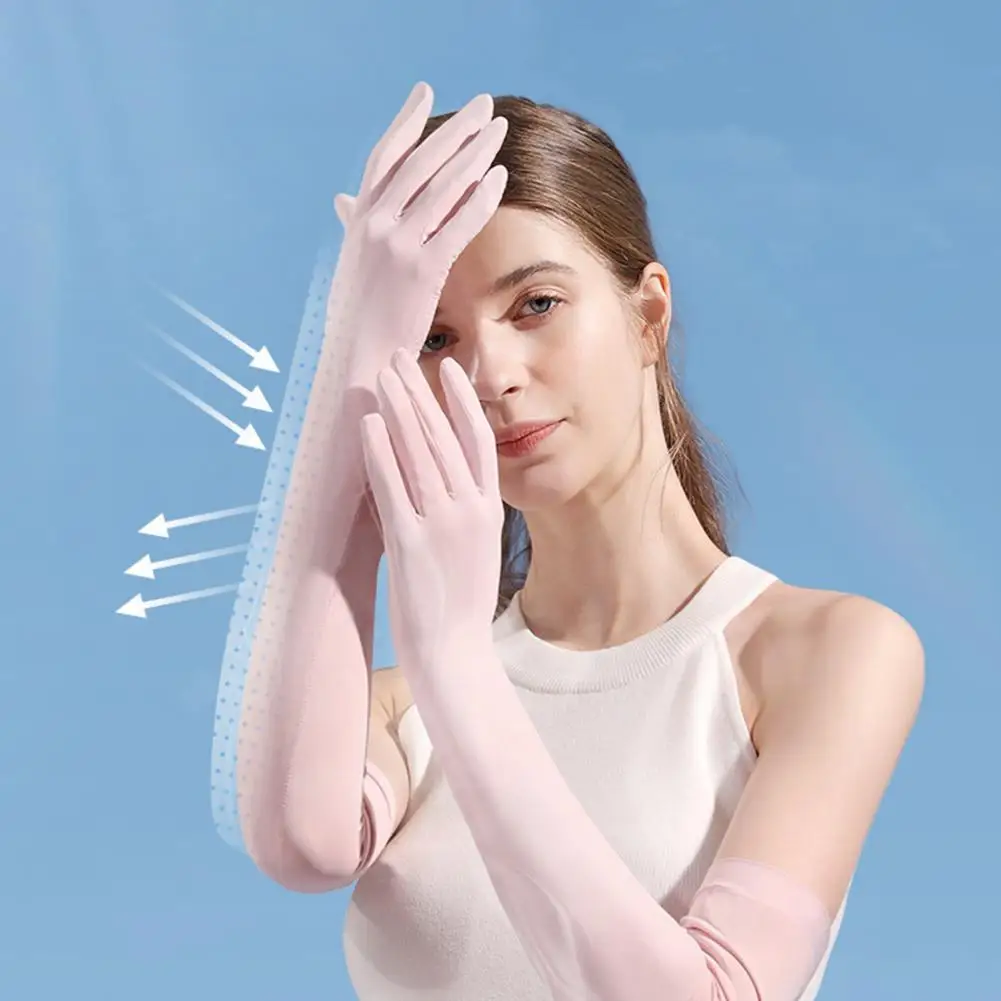 

Hot！1 Pair Arm Sleeve Sun Resistant Quick Drying Ice Silk High Elasticity Sports Arm Sleeves for Outdoor