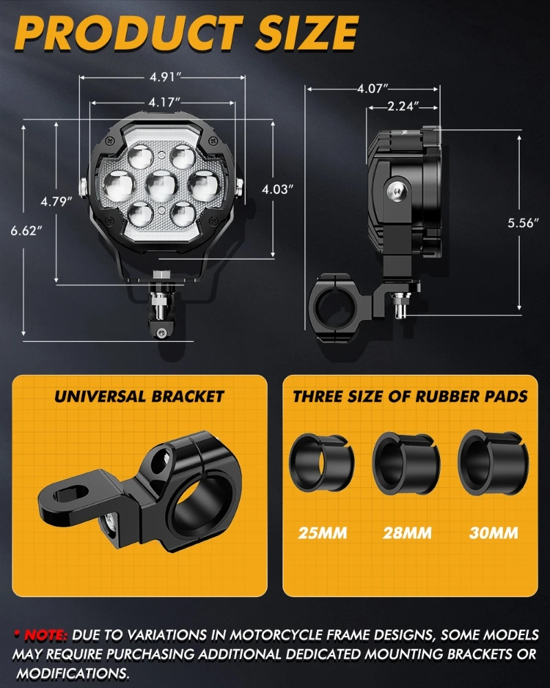 Фото Светодиодная фара AUXBEAM AX7 SERIES 4.2 дюйма, 2 цвета, 3+4 режима, ближний/дальний свет, противотуманная фара для автомобиля, квадроцикла, мотоцикла №4