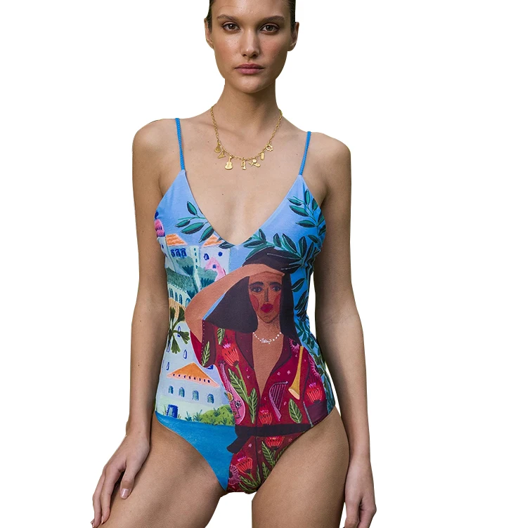 

2020 New Sexy Women Swimsuit One-Piece Print Bathing Suit Push Up Padded Female Swimwear Mujer Swimming Suit Beach Wear Monokini