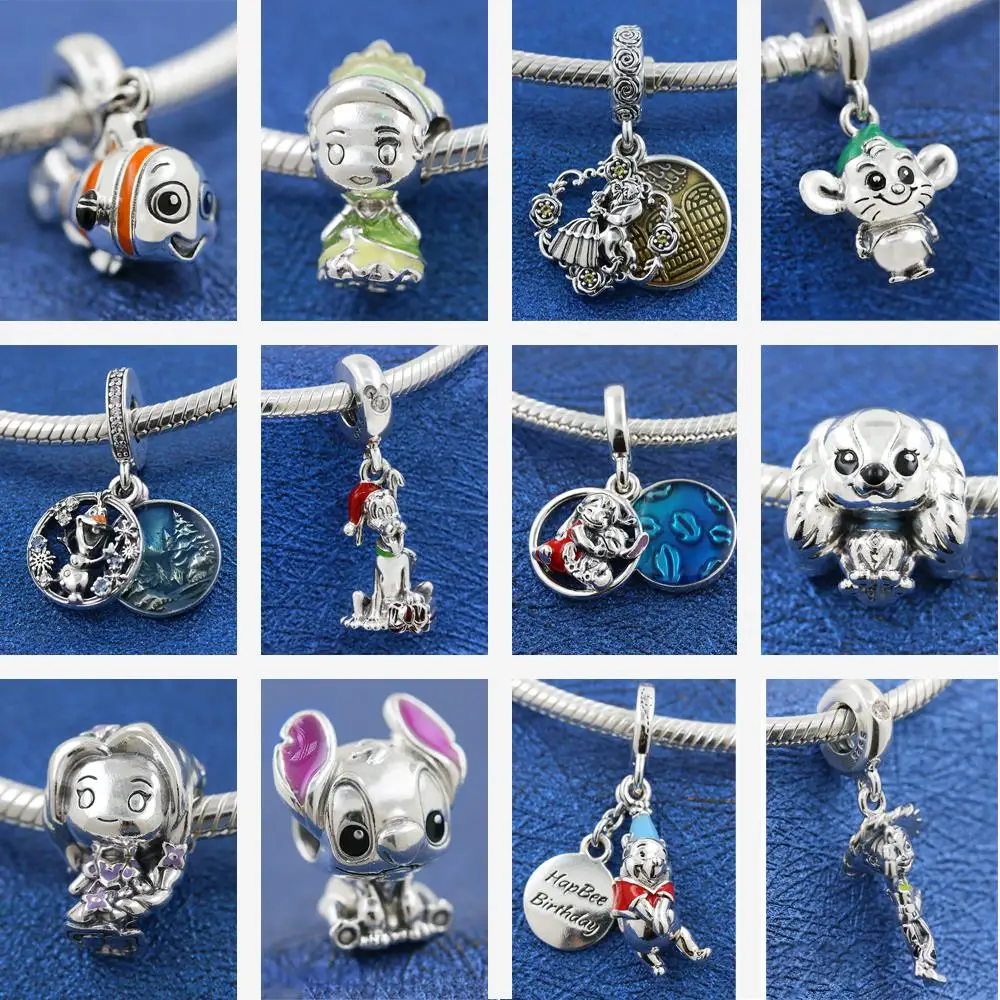 Classic Charm 925 Sterling Silver Love Heart Lion Fish Toys Bead Fit Original Pandora Bracelet Snake Chain Beaded Women Gift