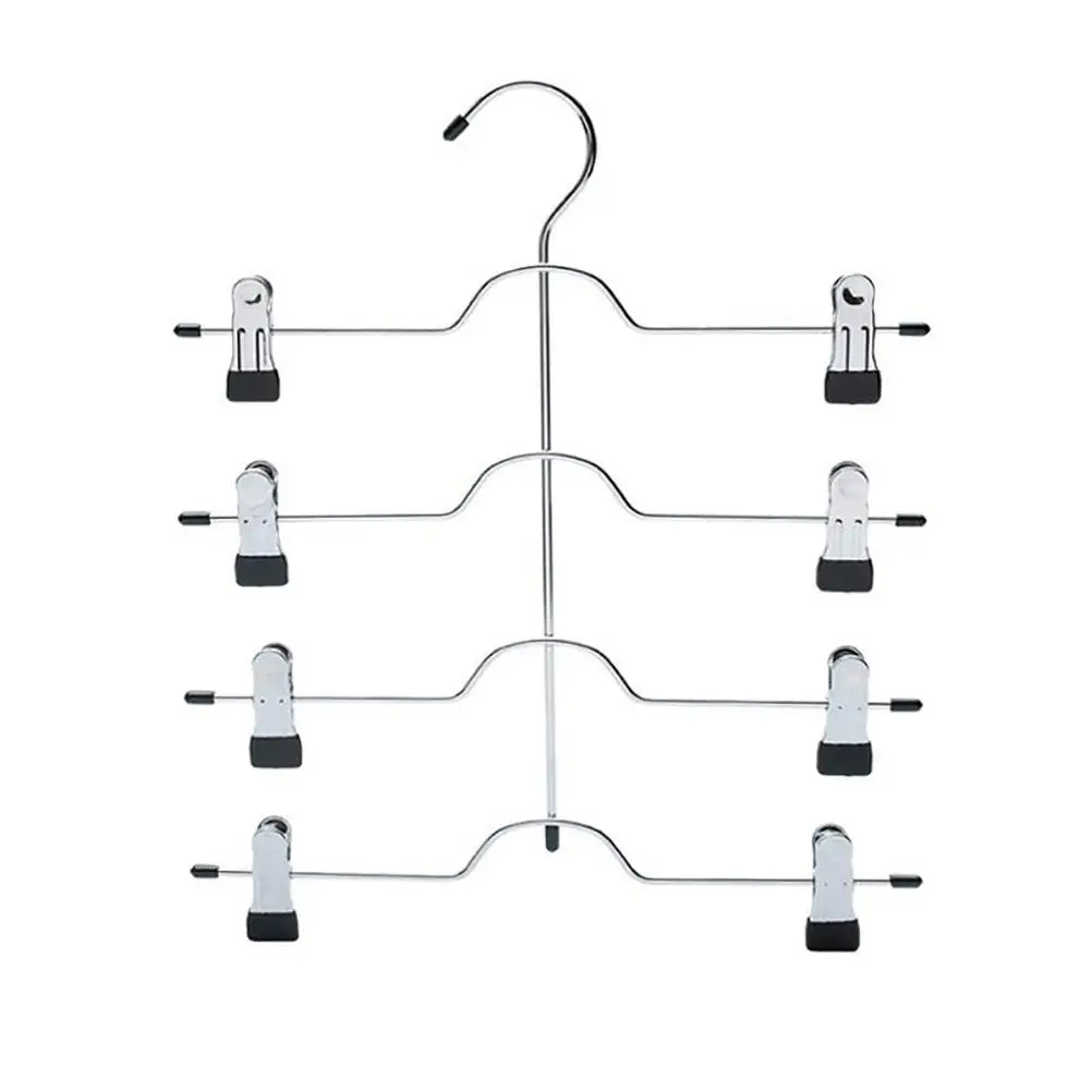 

4 Tier Pants Hangers Space Saving Metal Skirt Hangers with Clips Trouser Clips Hanger for Slacks Trousers Jeans Towels