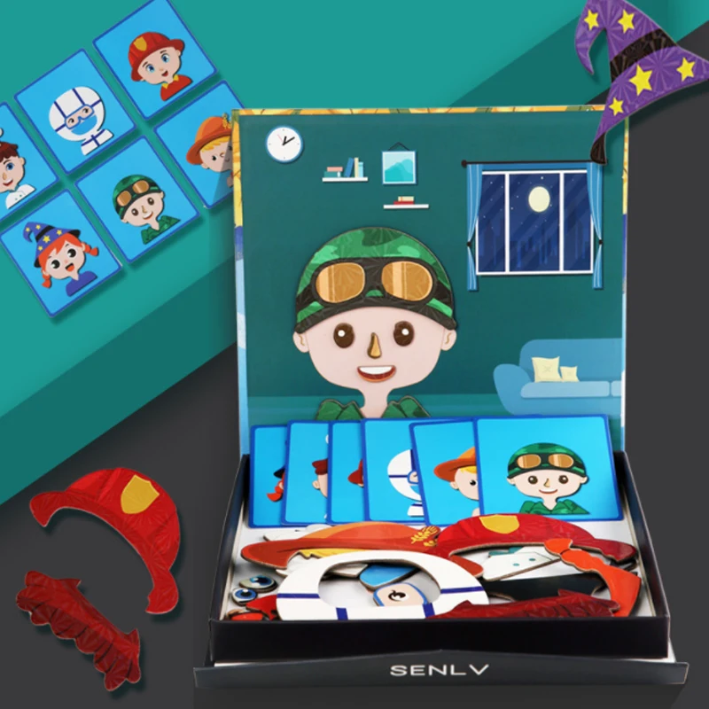 

Magnetic Jigsaw Puzzle Of Children‘s Characters Fun Post Scene Puzzle Music Drawing Board Puzzle Wood Toys
