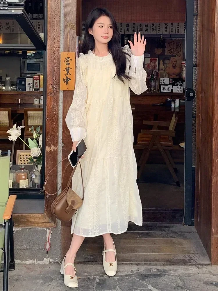 Кружевное платье макси Vestidos женская уличная одежда температурный дизайн милое