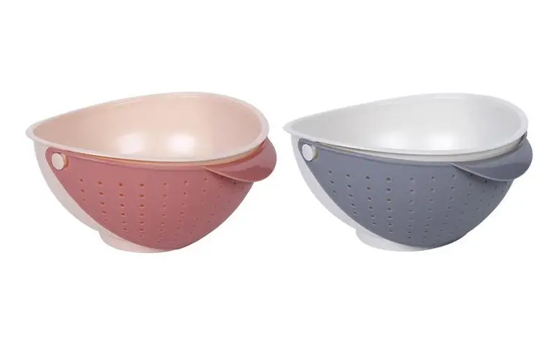 

Colander Bowl Easy Pour Spout 2-in-1 Strainer Soaking Bowl Fruit Draing Basket Double Layer Multi Function Colander For Kitchen