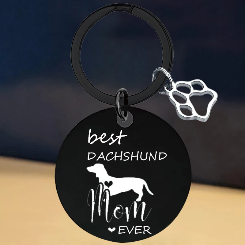 New Best Dachshund Mom Ever Keychain Daschund Dog Lover Gift Key Rings