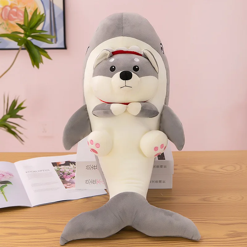 

45CM Creative Plush Shark Dog Toy Kawaii Cartoon Shark Dog Body Soft Doll Kid Toy Shark Pillow Cushion Birthday Gift Children