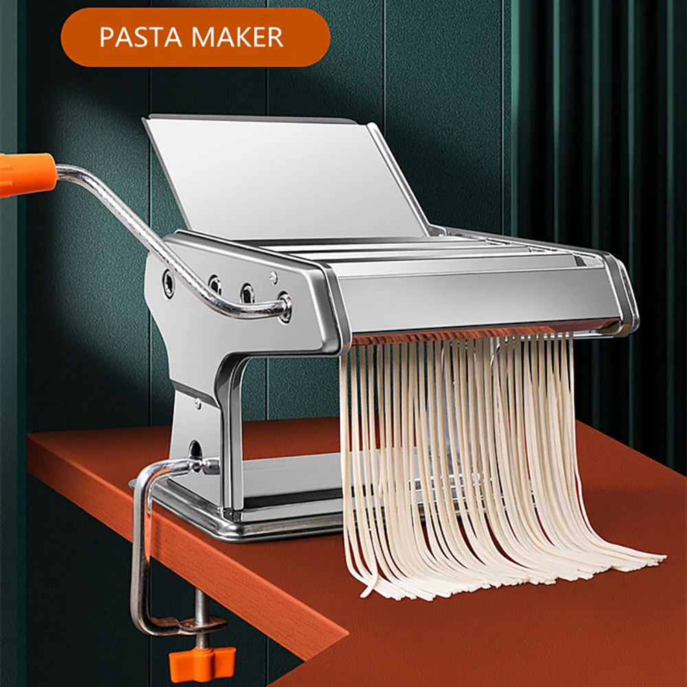 

Машина для изготовления макаронных изделий из нержавеющей стали, ручная резка, регулируемая толщина, тесто, машина для приготовления свеже...