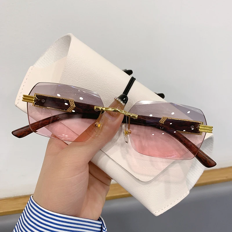 KAMMPT 2022 Vintage Y2k Rimless Sunglasses for Men Women Fashion Luxury Brand Designer Sun Glasses Trending Male Female Shades