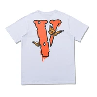 vlone half sleeve large v butterfly print loose short sleeve mens and womens loose hip hop t shirt summer
