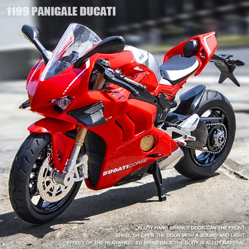 

1:12 Ducati V4S Die Cast Vehicles Collectible Hobbies Motorcycle Model Toys Replica With Sound Collection Toys for children gift