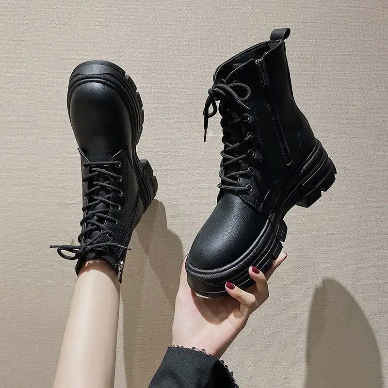 Europe 2022 New Boots for Women Patent Leather Short Boots Square Heel High Top Women Shoes Fashion Luxury Short Boots Female