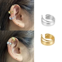 dowi silver gold color simple style multi layer line ear cuff clip without piercing geometric irregular exaggerated jewelry