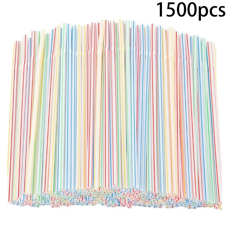 

1500 Pcs Flexible Plastic Bendable Drinking Straw Disposab 8 Inch Long Beverage Straws Wedding Decor Mixed Colors Party Supplies