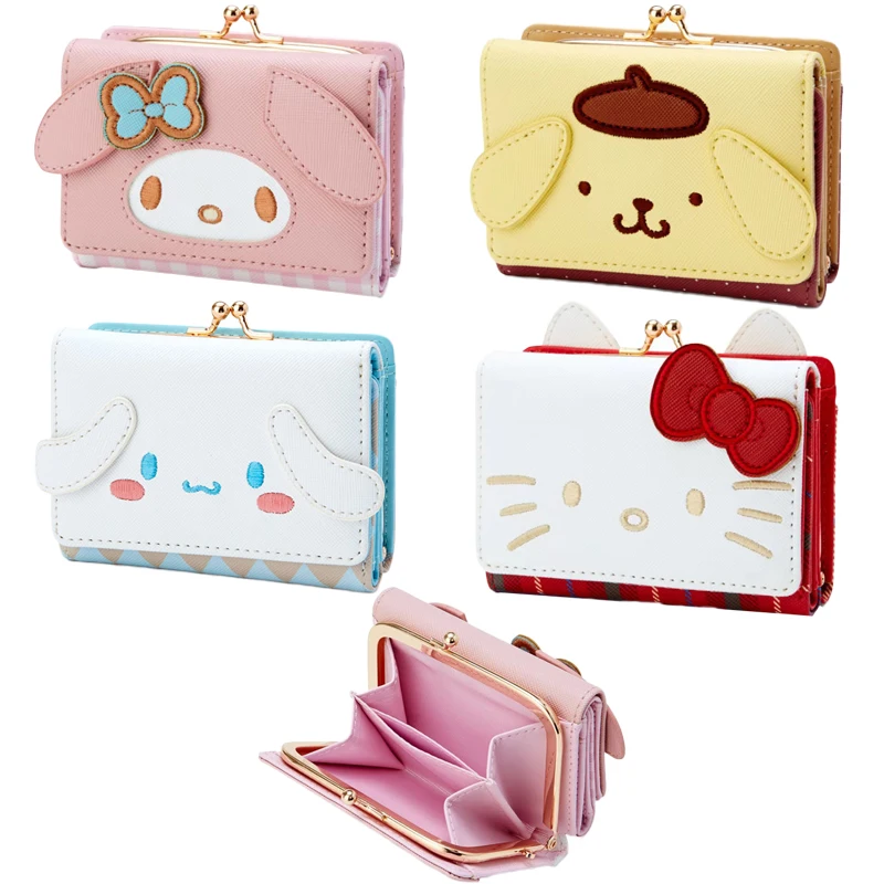 

11 см аниме Kawaii Cute Pu Hello Kt Mymelody Cinnamorol форма всплывающая застежка на молнии 2 сложения кошелек для девушек монета кошелек хранилище сумка игруш...