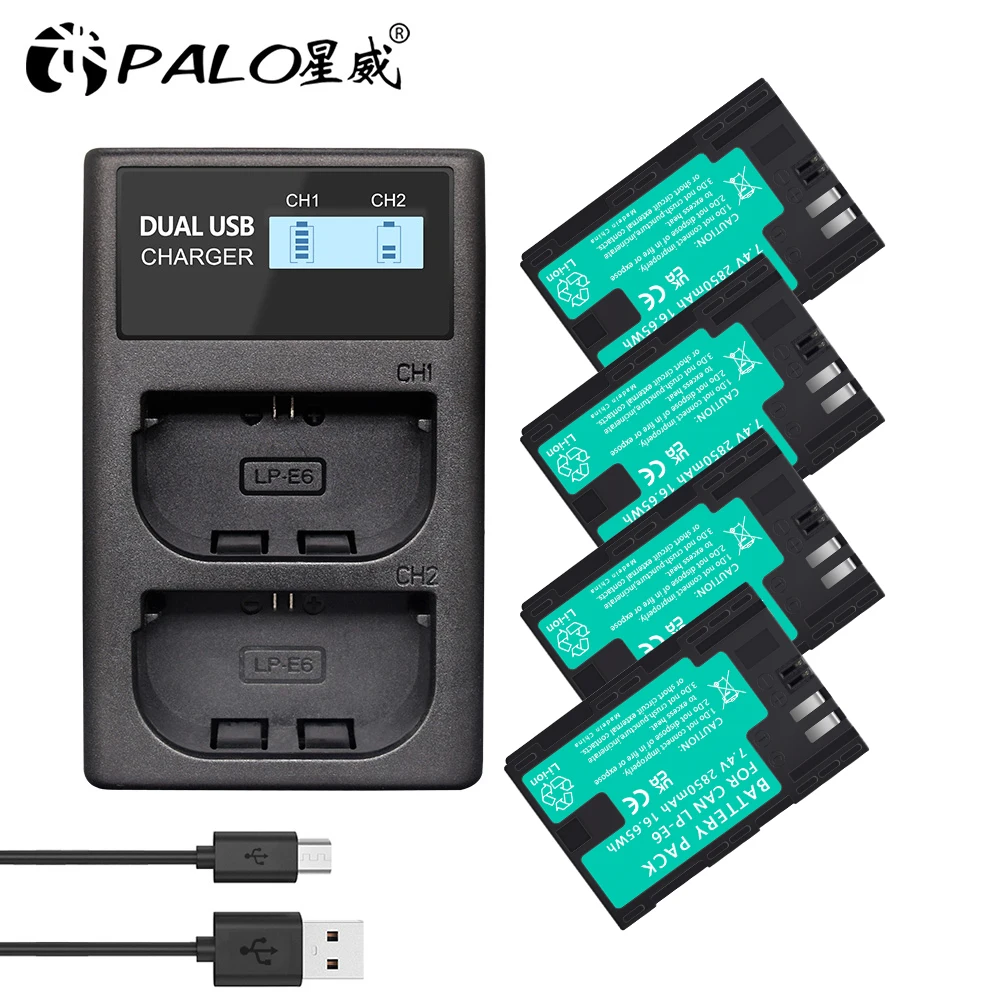 

2000mAh LP-E6 LPE6 LP-E6N Battery For Canon EOS 5D Mark IV 5D2 5DS R Mark II 2 III 3 6D 60D 60Da 7D 7D2 7DII 70D 80D batteries