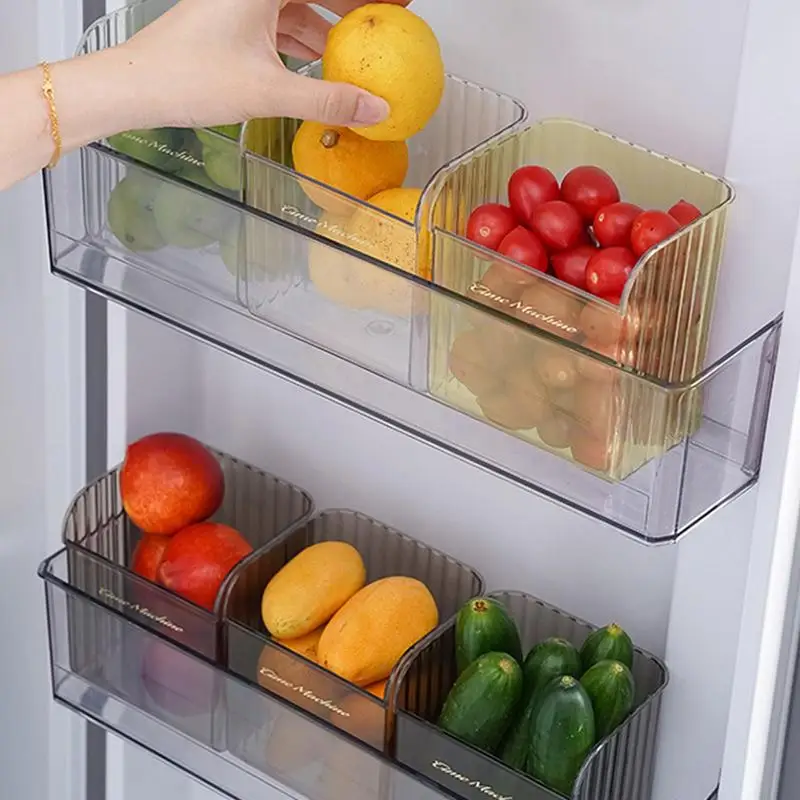 

New Refrigerator Organizer Bin Stackable Fridge Food Storage Box With Handle Clear Plastic Pantry Food Freezer Organizer Tool