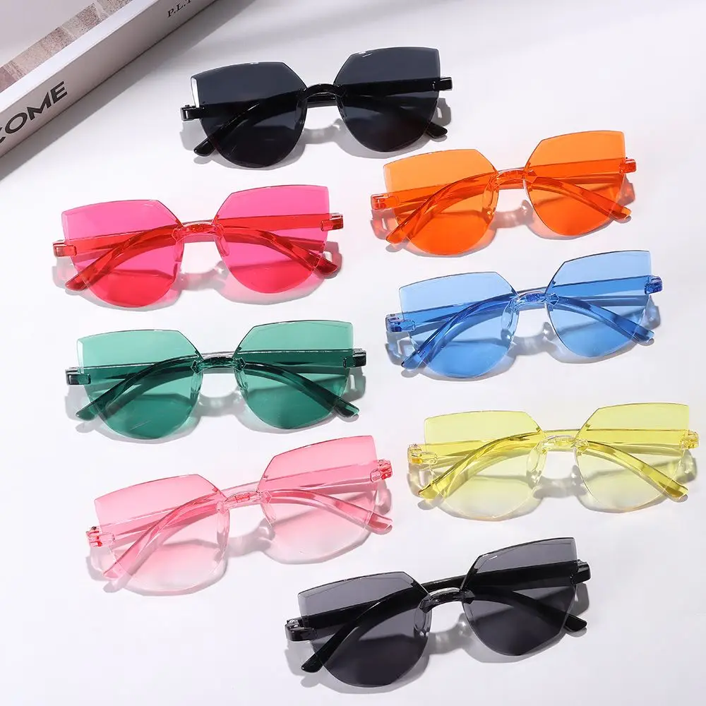 

Cat Eye Sunglasses Rimless Sunglasses for Women Trendy Transparent Candy Color Eyewear Party Favor Costume Accessories