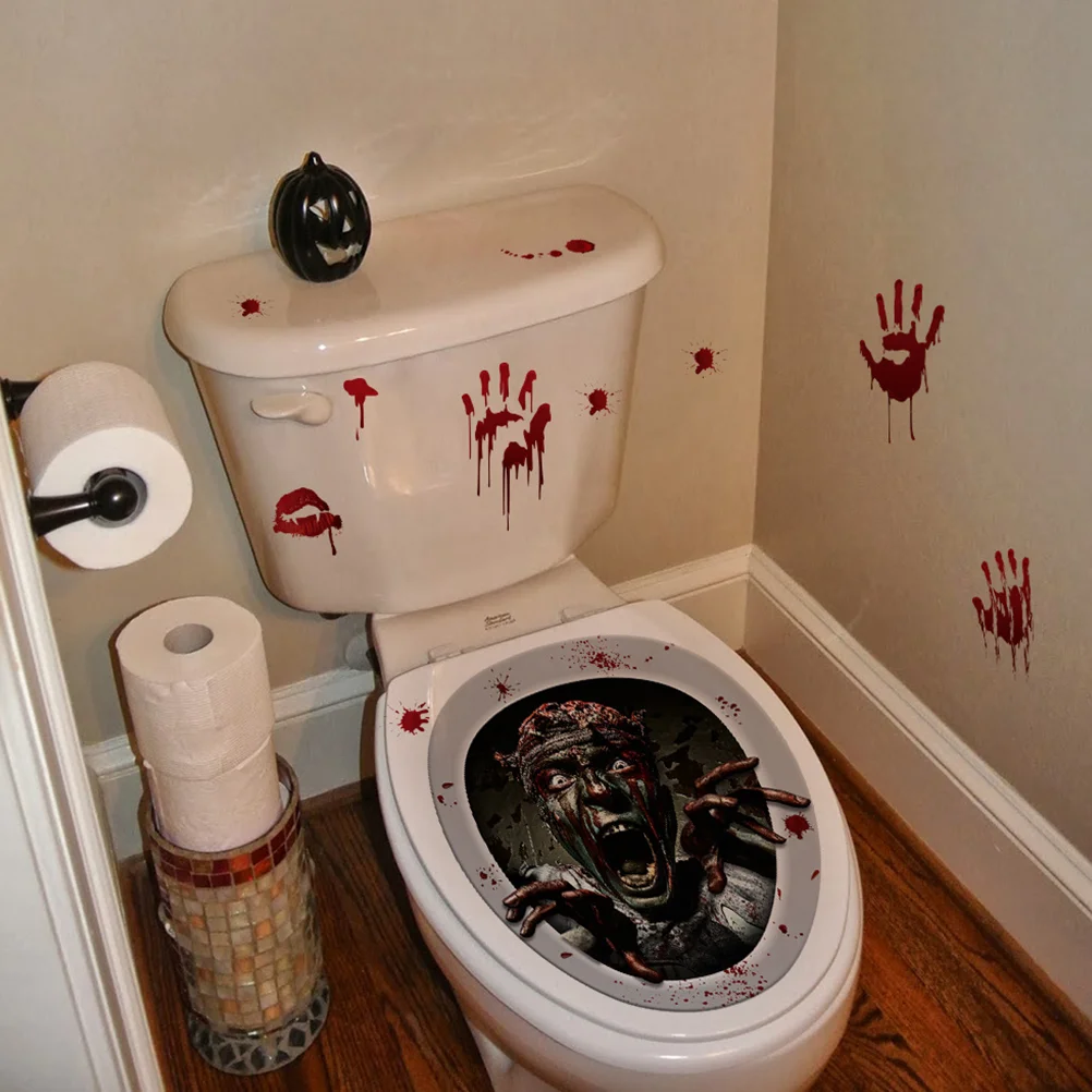 

Halloween Screaming Zombie Toilet Sticker Clings Seat Bathroom Window Decoration Home Stickers Pvc Topper