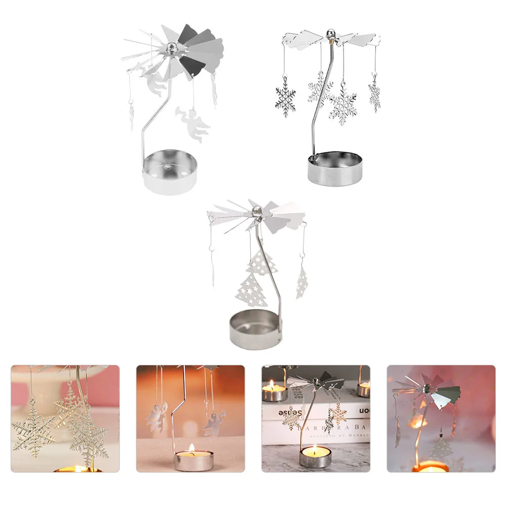 

Holder Christmas Rotating Tealight Candlestick Carousel Holdersmetal Rotary Stand Table Desktop Candlestickstea Light Holiday