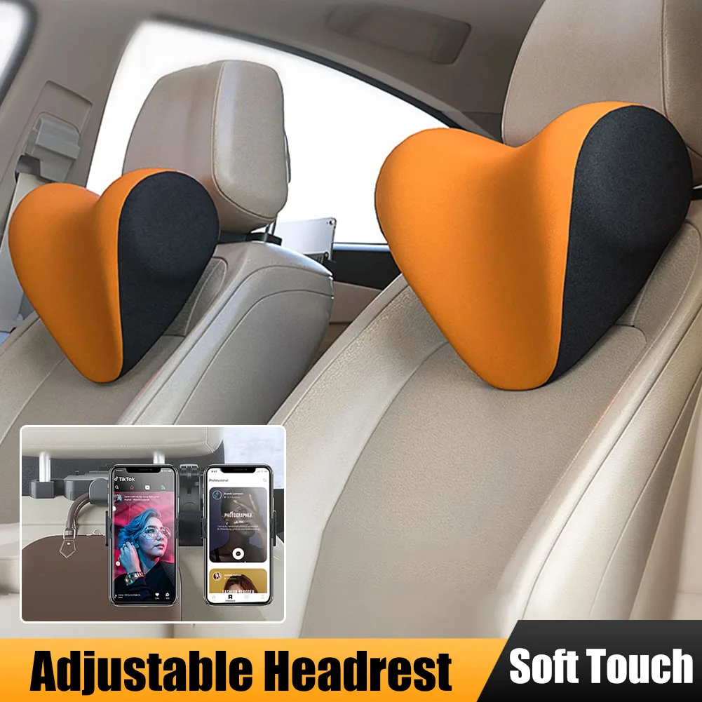 

Car Headrest Multifunction Headrest Cushion Memory Foam Neck Support Adjustable Pillow for Front Seat with Phone Holder Hook