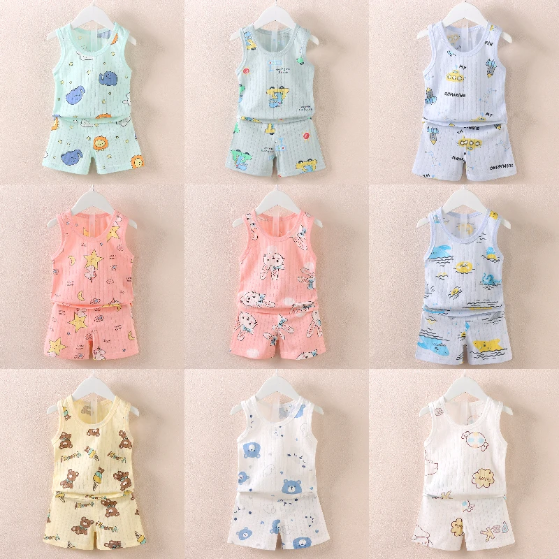 

Summer Children's Vest Set Pure Cotton Baby Sleeveless Vest 2-piece Clothes Boy's Clothing Set Baby Toddler Clothing For Boy
