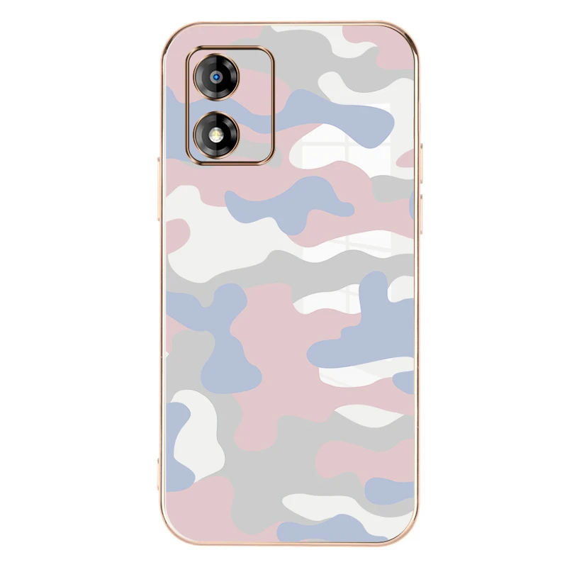 

Couple Pattern Plating Phone Cases For Motorola Moto E13 Soft Coverr