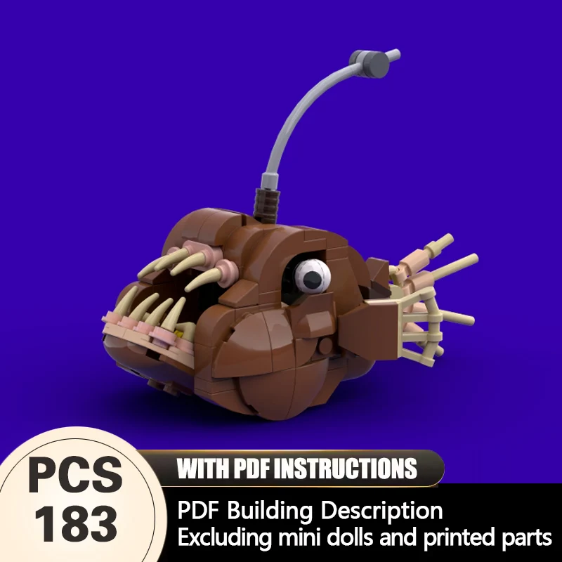 Фото Набор для сборки модульной модели рыбы-англерфиса из серии Creators Animal Series MOC: развивающая игрушка для детей, подарок на праздники №1