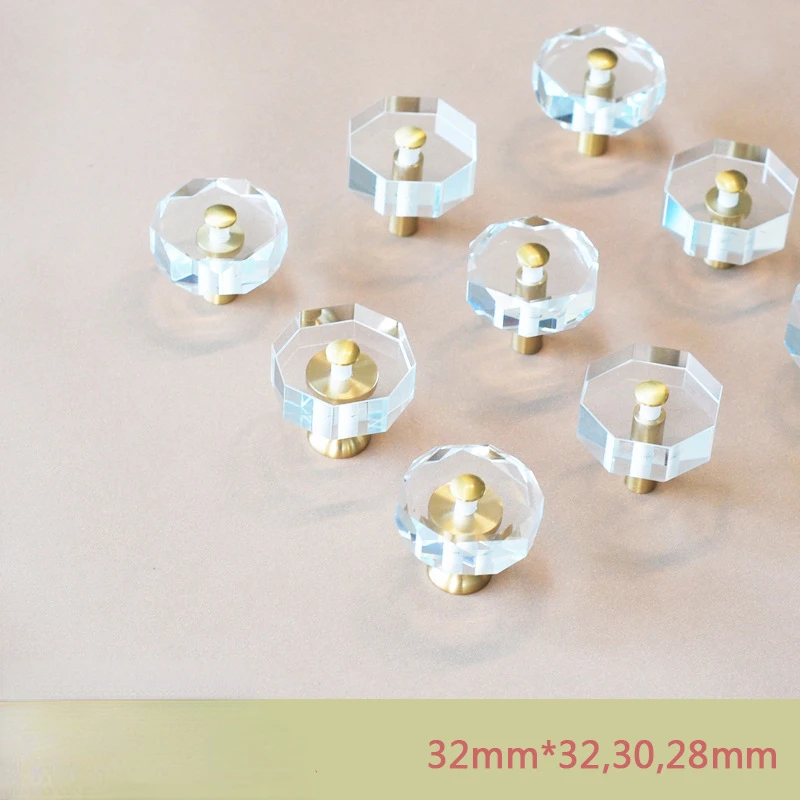 

Роскошные латунные + Хрустальные Ручки для шкафов и ящиков, ручка для выдвижных ящиков, прозрачный Подсолнух/восьмиугольная башня, мебельна...