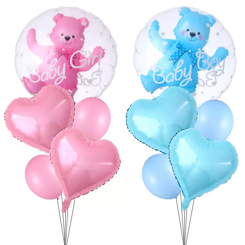 

NEW IN 4D Transparent Baby Boy Girl Blue Pink Bubble Balloon Bear Foil Balloons Kids Birthday Gender Reveal Baby Shower Decorati