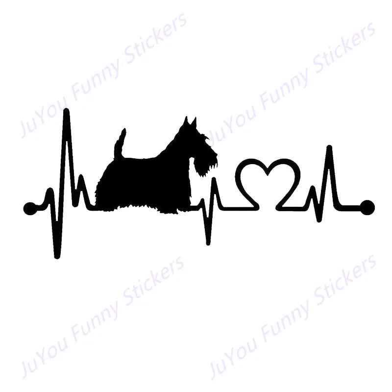 

JuYou Funny Stickers Exterior Accessories Scotty Scottish Terrier Heartbeat Dog Decal Sticker Cartoon Animal Car