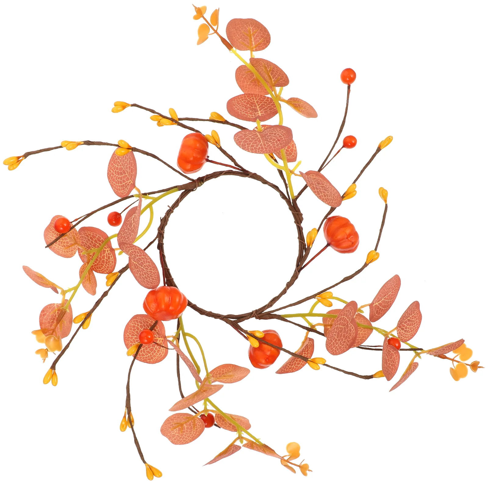 

Fall Ring Wreath Artificial Pumpkin Eucalyptus Leaf Ring For Thanksgiving Day Table Party Decoration