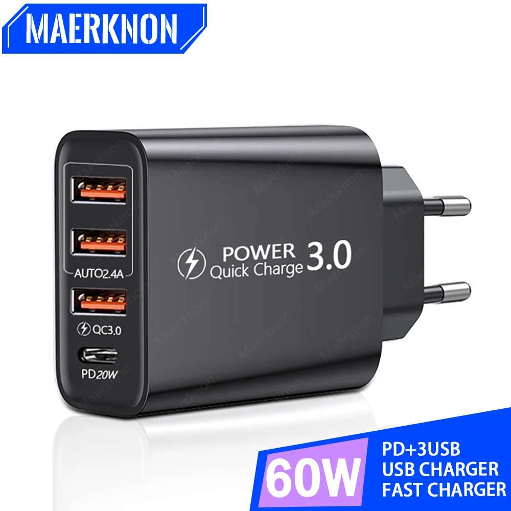 Зарядное устройство PD с USB Type-C 20 Вт быстрая зарядка 3.0 стандартное зарядное для