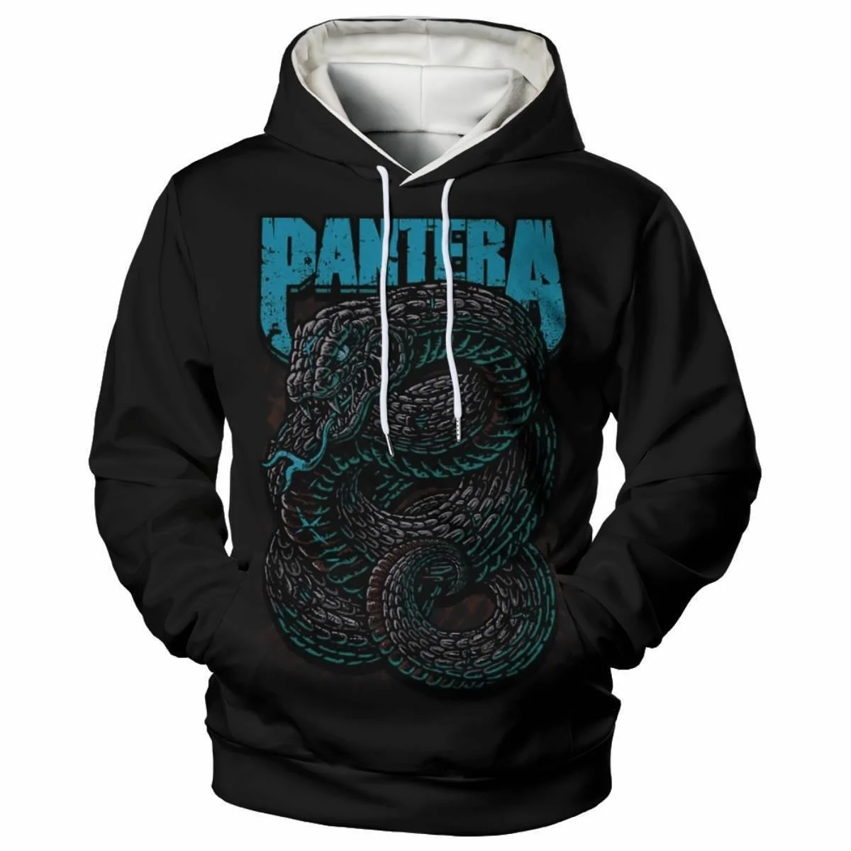 

Men's and women's hoodies spring and autumn 3D digital printing black scale snake sweater casual children's loose sweater