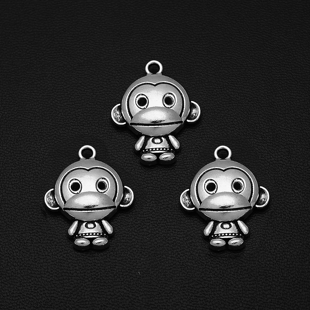 

3pcs/Lots 20x25mm Antique Silver Plated Cute Monkey Charm Animal Pendants For Diy Necklaces Jewelry Making Supplies Accessories